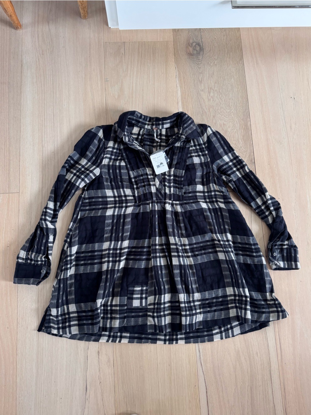 Free People Wave After Wave Plaid Tunic Shirt Size Small NWT